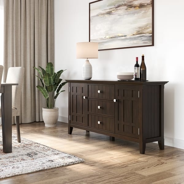 Transitional Buffet with Shaker Doors: Dark Tobacco Brown Sideboard