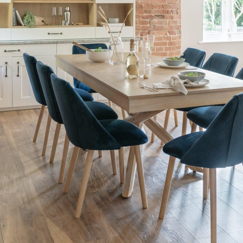 Transitional Channel Tufted Dining Chairs with Whitewash Oak Legs