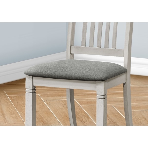 Transitional Dining Chair with Antique Grey Finish and Piped Edges