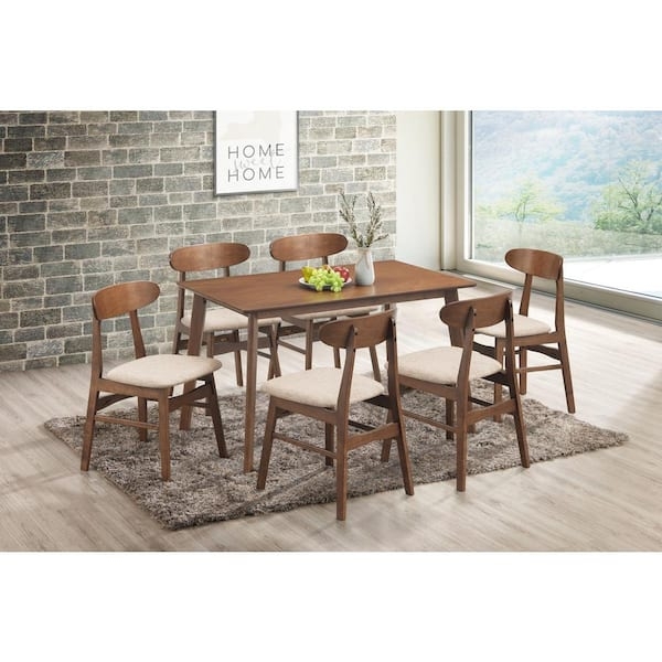Transitional Dining Room Set Natural Wood Finish Ladder Back Chairs