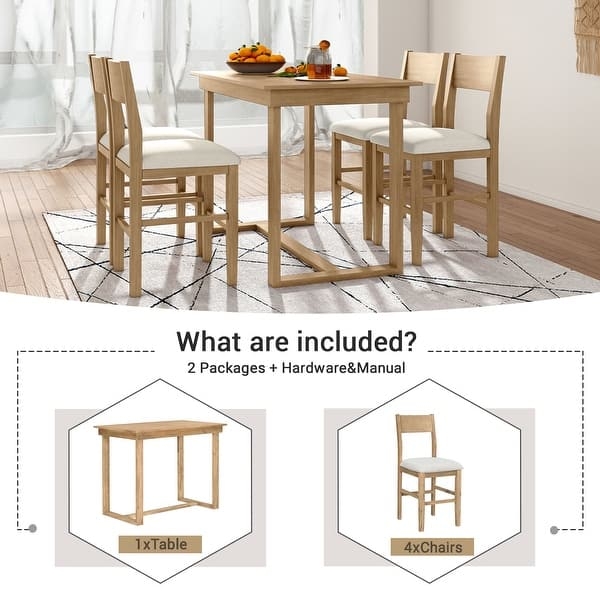 Transitional Dining Set 5-Piece Counter Height Espresso Wood Finish
