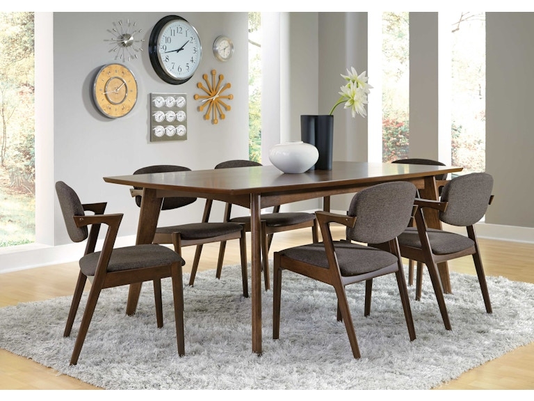 Transitional Dining Set Dark Walnut Finish Geometric Cutout Back Chairs