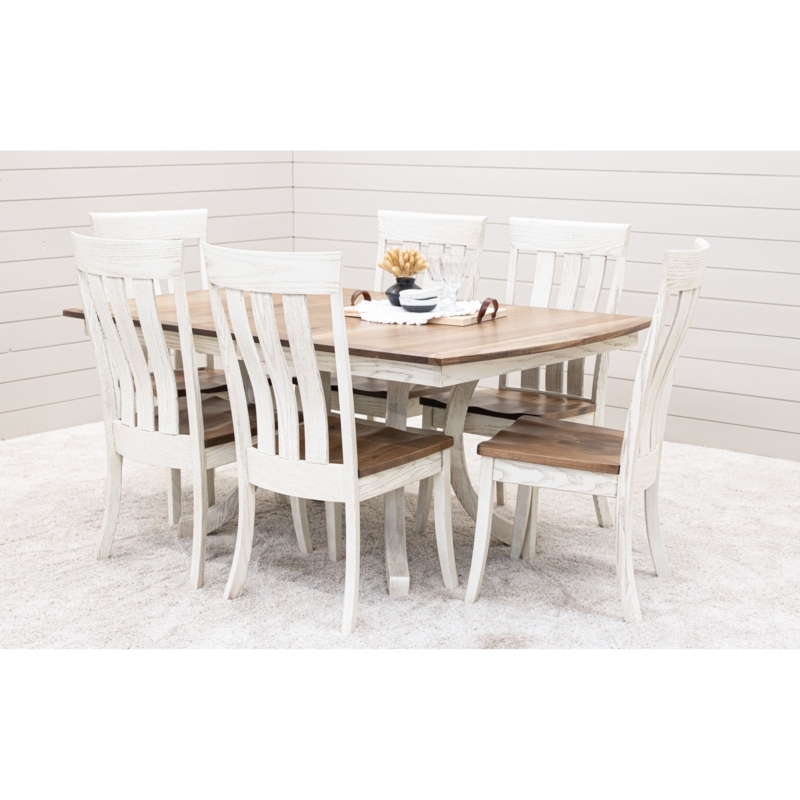 Transitional Dining Set Mixed Slat Spindle Chairs Two-Tone Finish