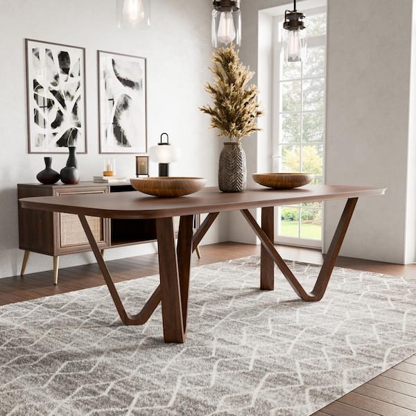 Transitional Dining Table Rich Walnut Finish Ladder Back Chairs Wood Sets