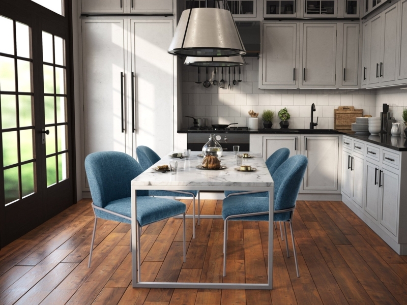 Transitional High Back Dining Chairs with Vertical Channel Tufting