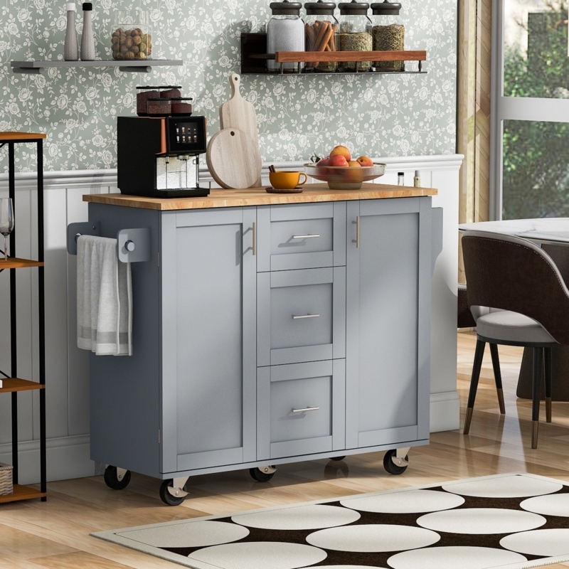 Transitional Kitchen Island with Integrated Bottle Storage & Slide-Outs