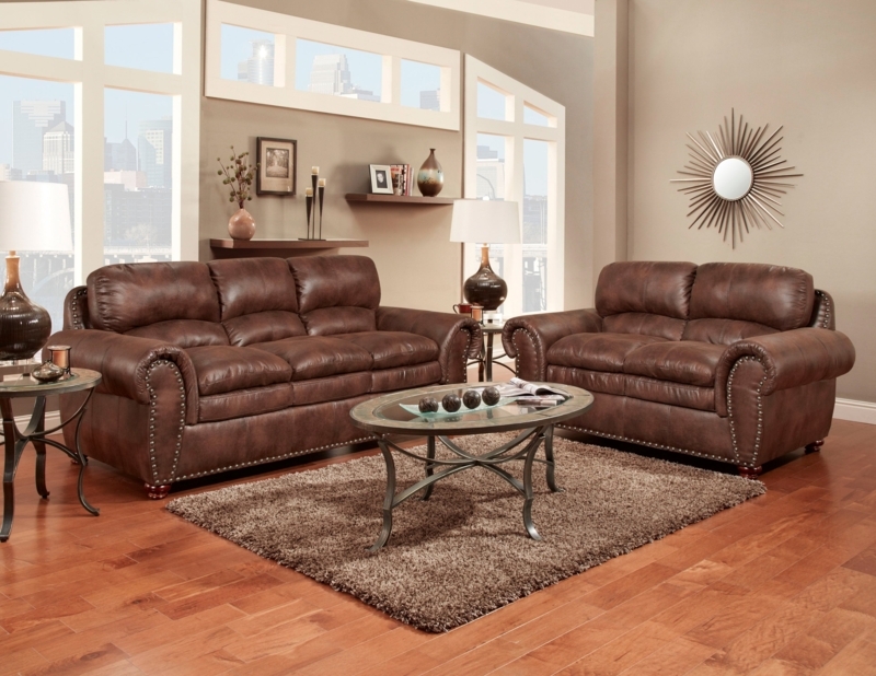 Transitional Living Room Set with Overstuffed Cushions & Rolled Arms