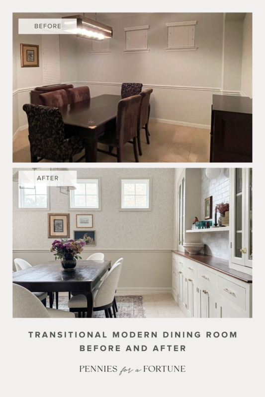 Transitional Modern Dining Room Makeover & Decorating Ideas - Pennies for a  Fortune