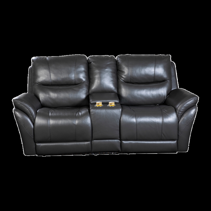 Transitional Power Reclining Loveseat with Console
