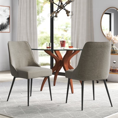 Transitional Side Chair Espresso Wood Frame with Neutral Upholstery