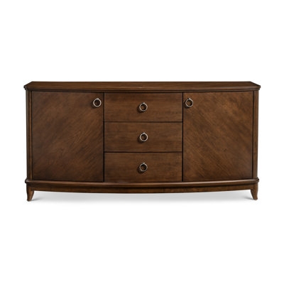 Transitional Wood Sideboard with Honey Oak Finish & Slim Black Hardware