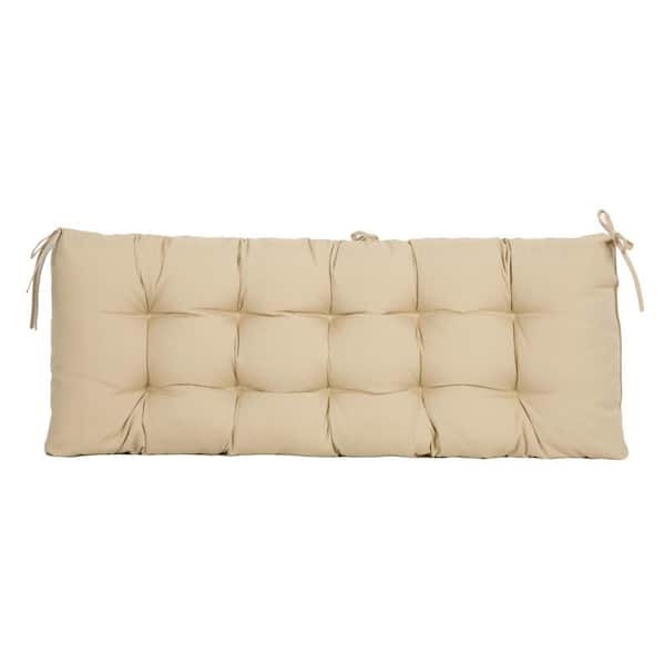 Tufted Beige Outdoor Bench Cushion for Patio - Traditional Style