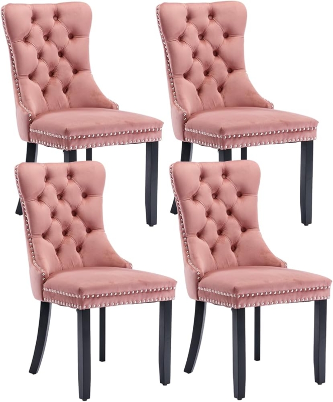 Tufted Wingback Kitchen Seating with Wood Legs and Ring Pulls