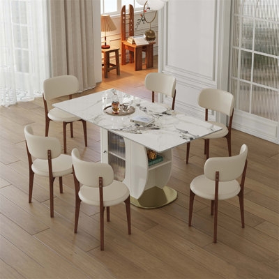 Two-Tone Dining Set with Matching Sideboard and Slat Backs