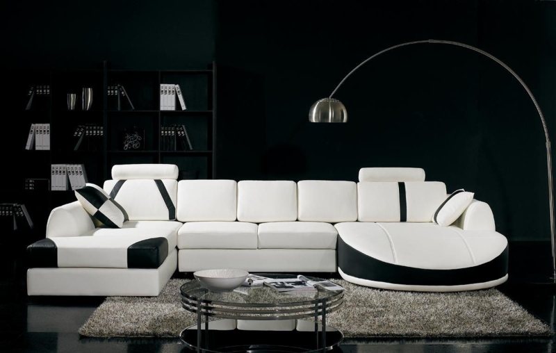 Ultra-Modern U-Shaped Sectional with Integrated Side Tables and Lighting