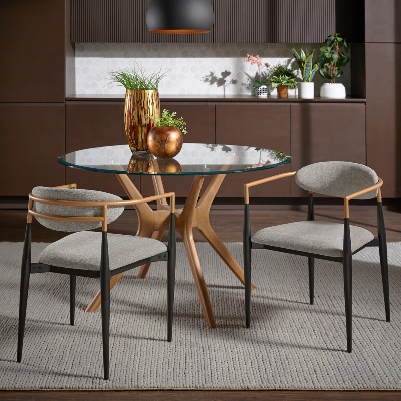 Upholstered Armchair Heathered Weave Two Tone Copper Legs