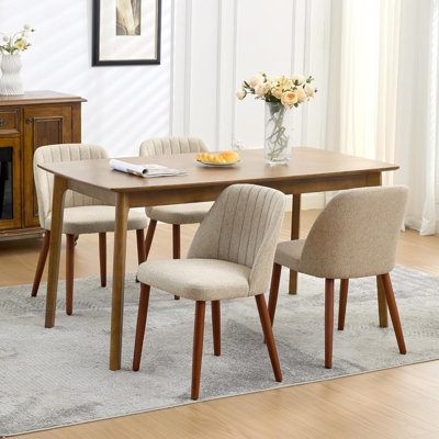 Upholstered Dining Chairs Grey Fabric with Integrated Sloped Arms
