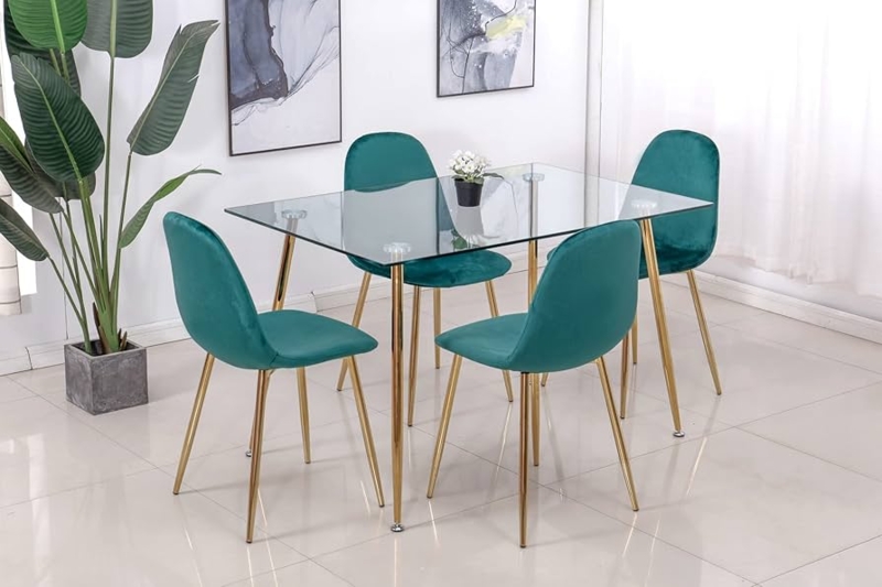 Upholstered Dining Chairs Velvet with Vertical Channeling and Open Lower Back