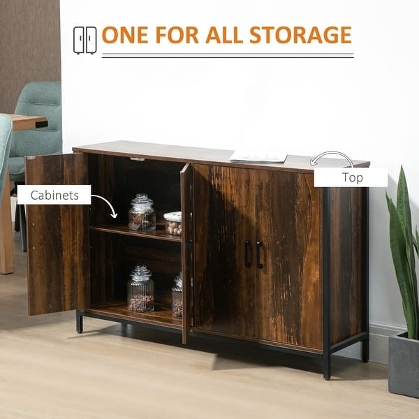 Urban Industrial Sideboard with Sliding Mesh Doors and Wood Finish