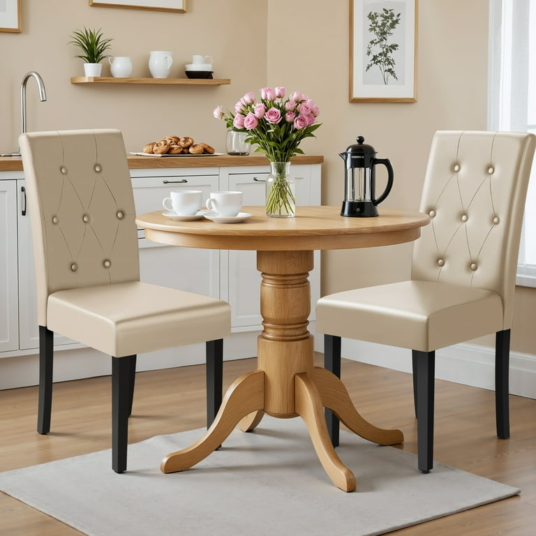 Urban Style PU Leather Chairs with Central Seam and Tapered Legs