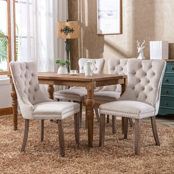 Velvet Button Tufted Barstool, Wingback Style with Black Metal Legs