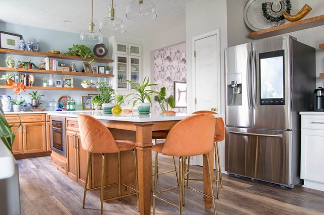 Velvet Kitchen Island Stools For Modern Bohemian Kitchen  Casa Watkins  Living