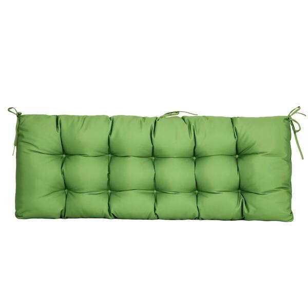 Vibrant Grass Green Outdoor Bench Cushion - Overstuffed Tufted Seat
