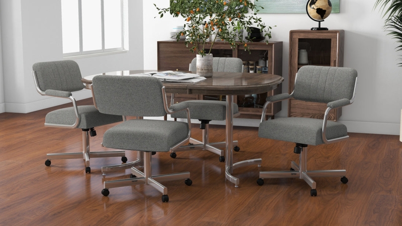 Vintage Rolling Kitchen Chairs Steve Silver Tournament Gray Arm Chair With  Casters