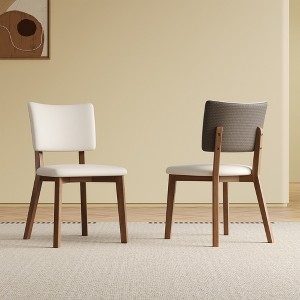Walnut and White Kitchen Chairs Curved Back Tapered Legs Open Back