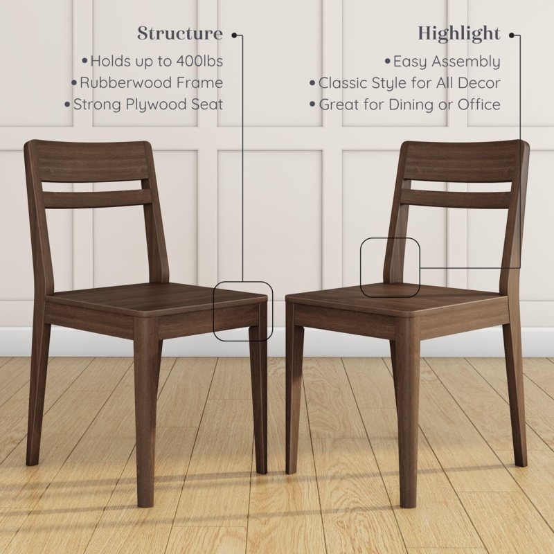 Walnut Dining Chair Curved Open Back Tapered Legs Wood Construction