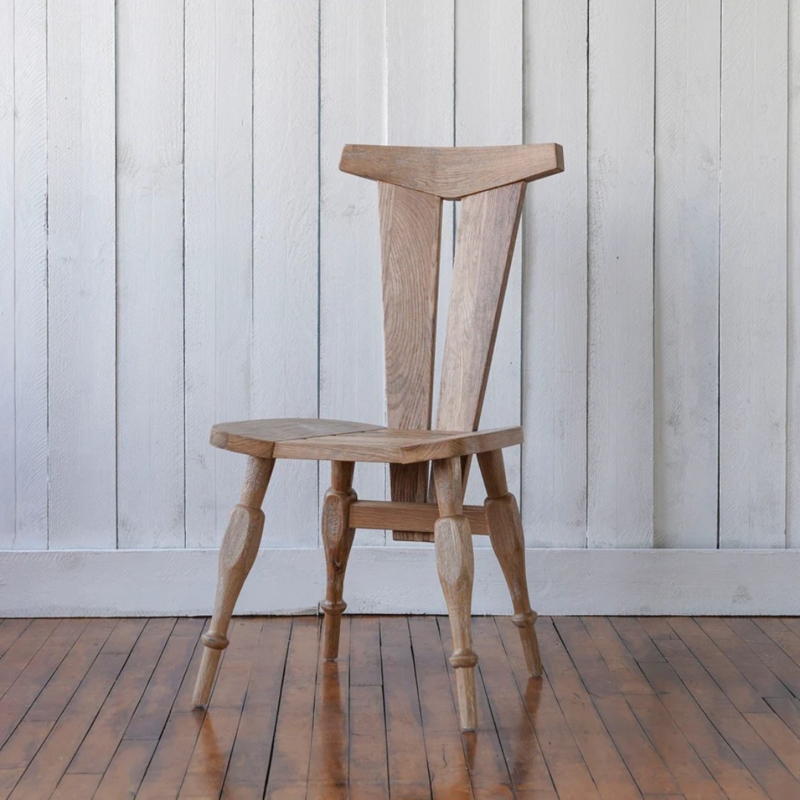 Walnut Dining Chair with Curved Top Rail and Spindles