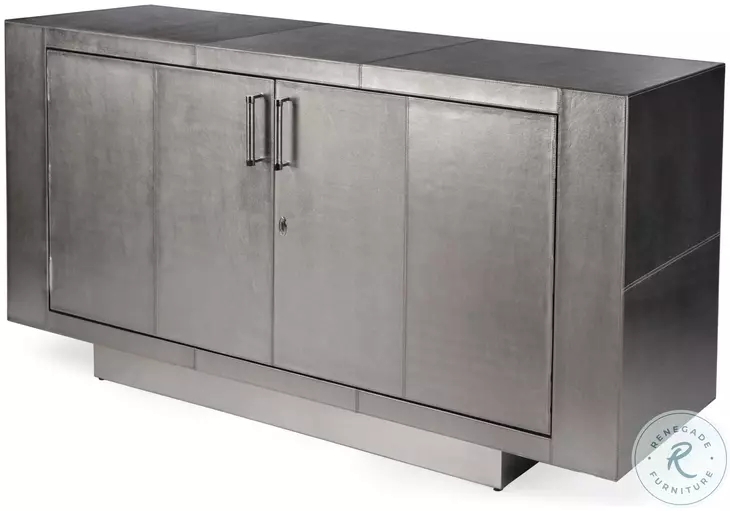 Warm Silver Sideboard with Textured Door Panels and Bracket Feet