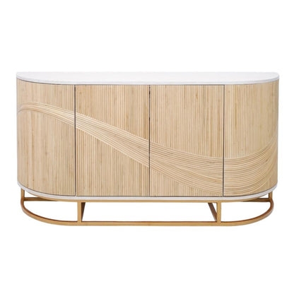 Wave Front Wooden Credenza with Wave Curved Silhouette