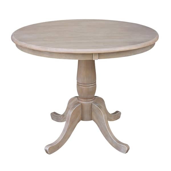 Weathered Taupe Round Dining Table, Four-Footed Pedestal Base