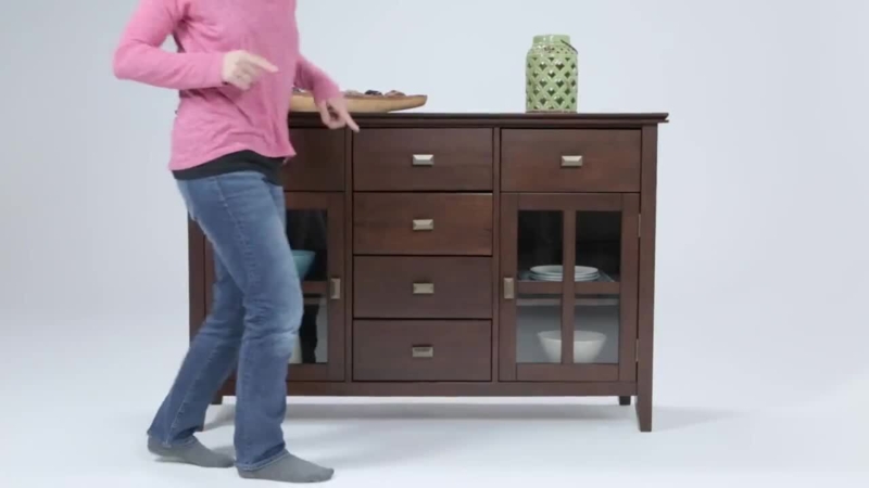 Weathered Wood Sideboard: Distressed Grey Buffet with Center Drawers