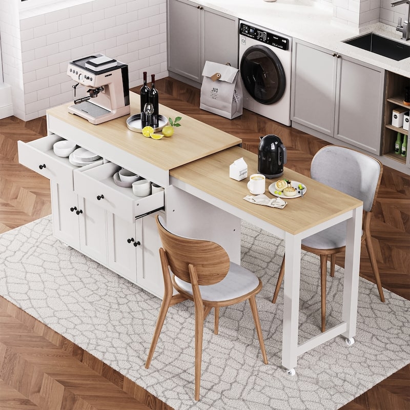 White Mobile Breakfast Bar Solution Drop Leaf Gate Leg Support