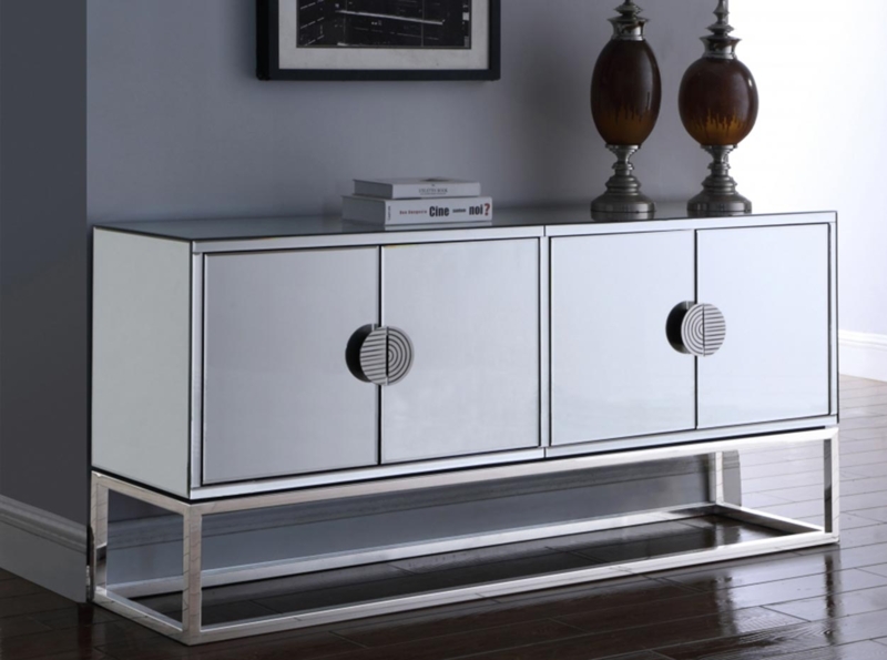White Sideboard with Arched Doors and Scalloped Base