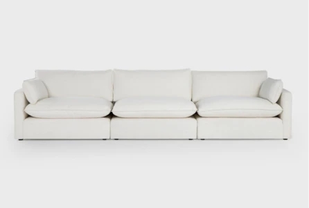 White Track Arm Sofa Linen-Like Fabric Loose Cushions