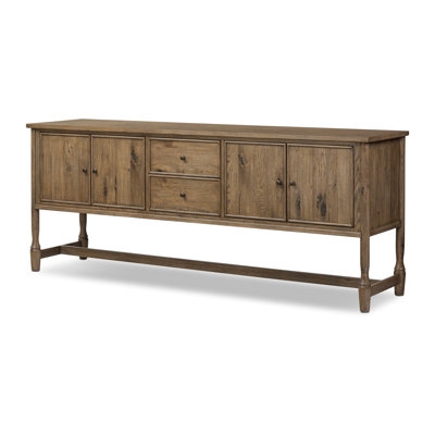 Wide Sideboard Slatted Front Wood Toned, Organic Ribbed Wood Styling
