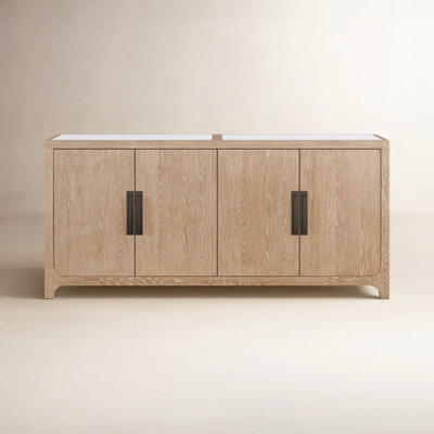 Wide Sideboard with Four Paneled Doors, Off-White Finish