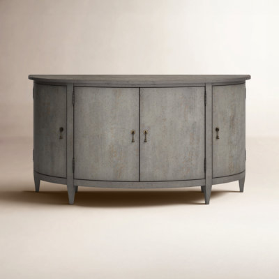 Windowpane Door Sideboard with Bun Feet & Four Drawers