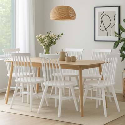 Windsor Dining Chair: Distressed Finish with Turned Legs Spindled Back
