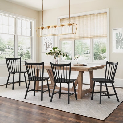 Windsor Dining Chair Spindle Back Hoop Frame Honey Oak Farmhouse Style
