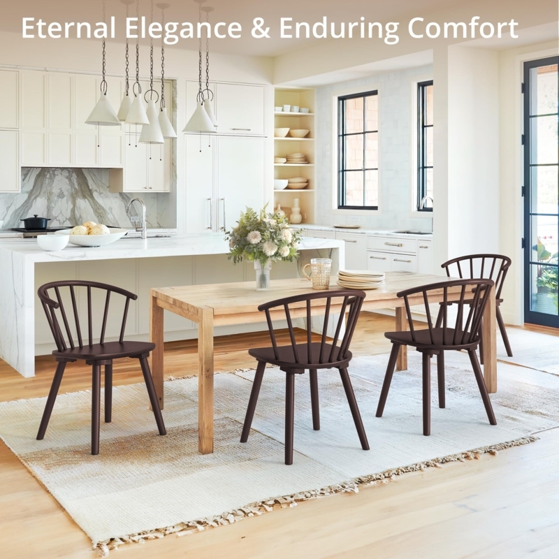 Windsor Style Dining Chairs with Tapered Splayed Legs Set of 4