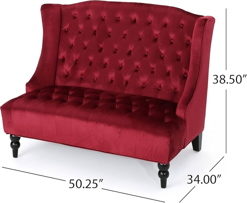 Wingback Loveseat in Emerald Green Velvet for Glam Space