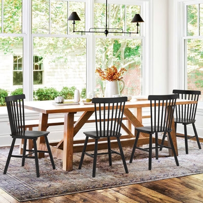 Wood Dining Chair Splat Back Traditional Farmhouse