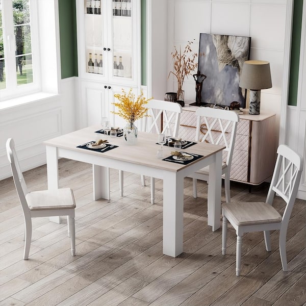 Wood Dining Furniture Compact Rectangular Top Straight Legs