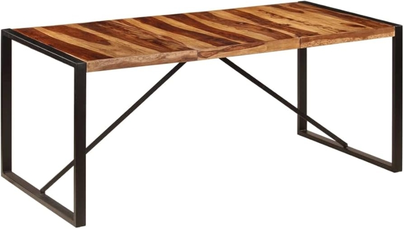 Wood Dining Table Chunky Square Legs Natural Grain