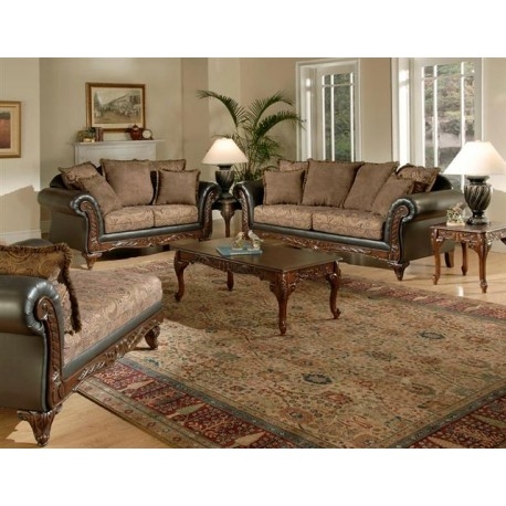 Woodfront Living Room Set with Fringe Skirt