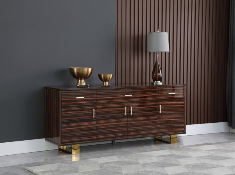 Zebra Wood Sideboard in High Gloss Lacquer Finish